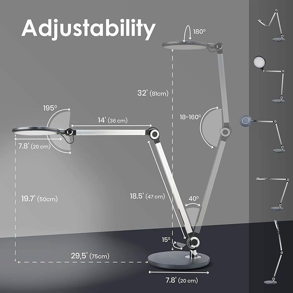 Desk Lamp with Wireless Charger & Adjustable Swing Arm, Touch Control I7683