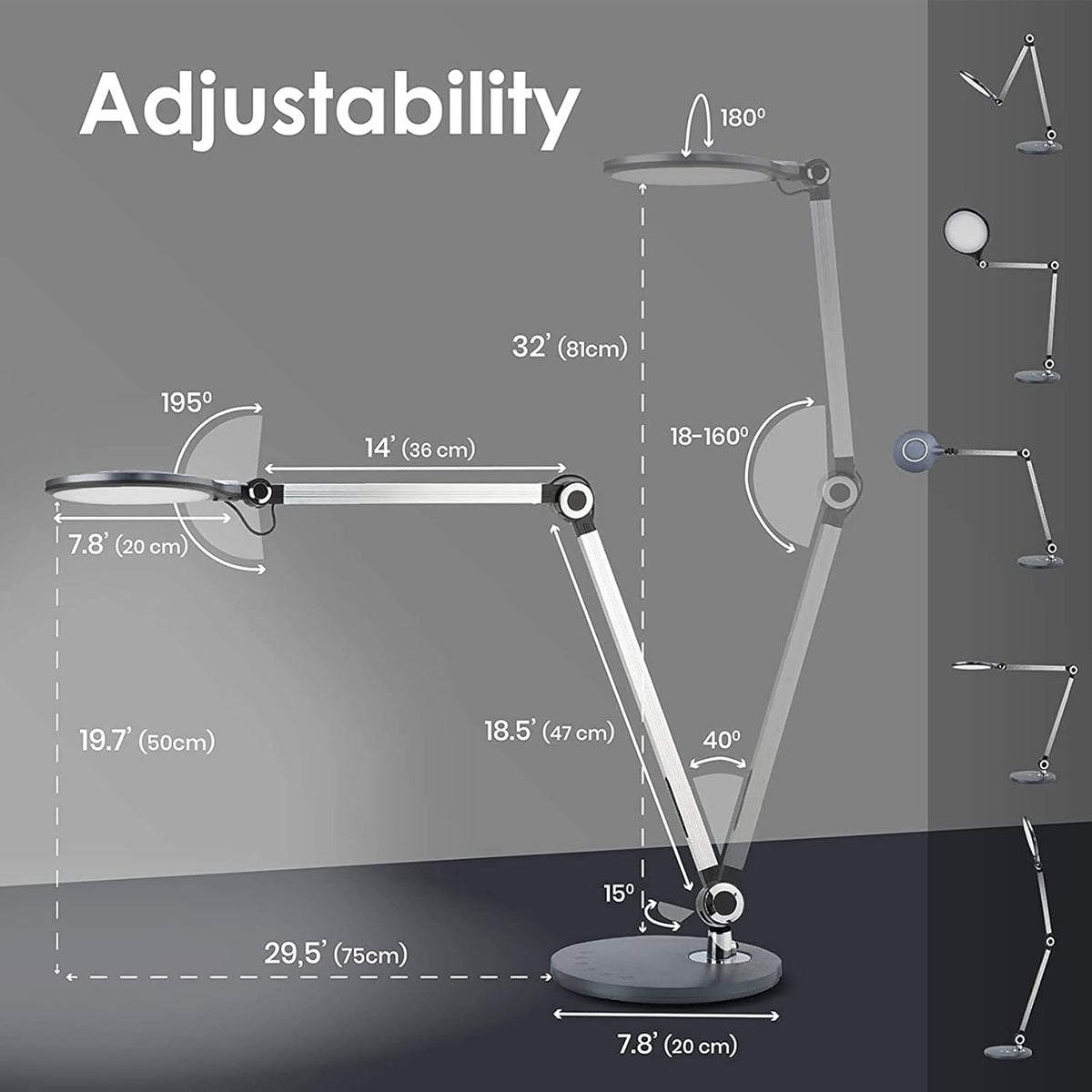Desk Lamp with Wireless Charger & Adjustable Swing Arm, Touch Control I7683