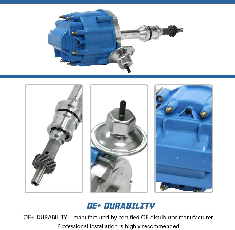 HEI Ignition Distributor for Small Block Ford 351W 5.8L 8 Cylinder with Blue Cap Pack of 2 Y726352