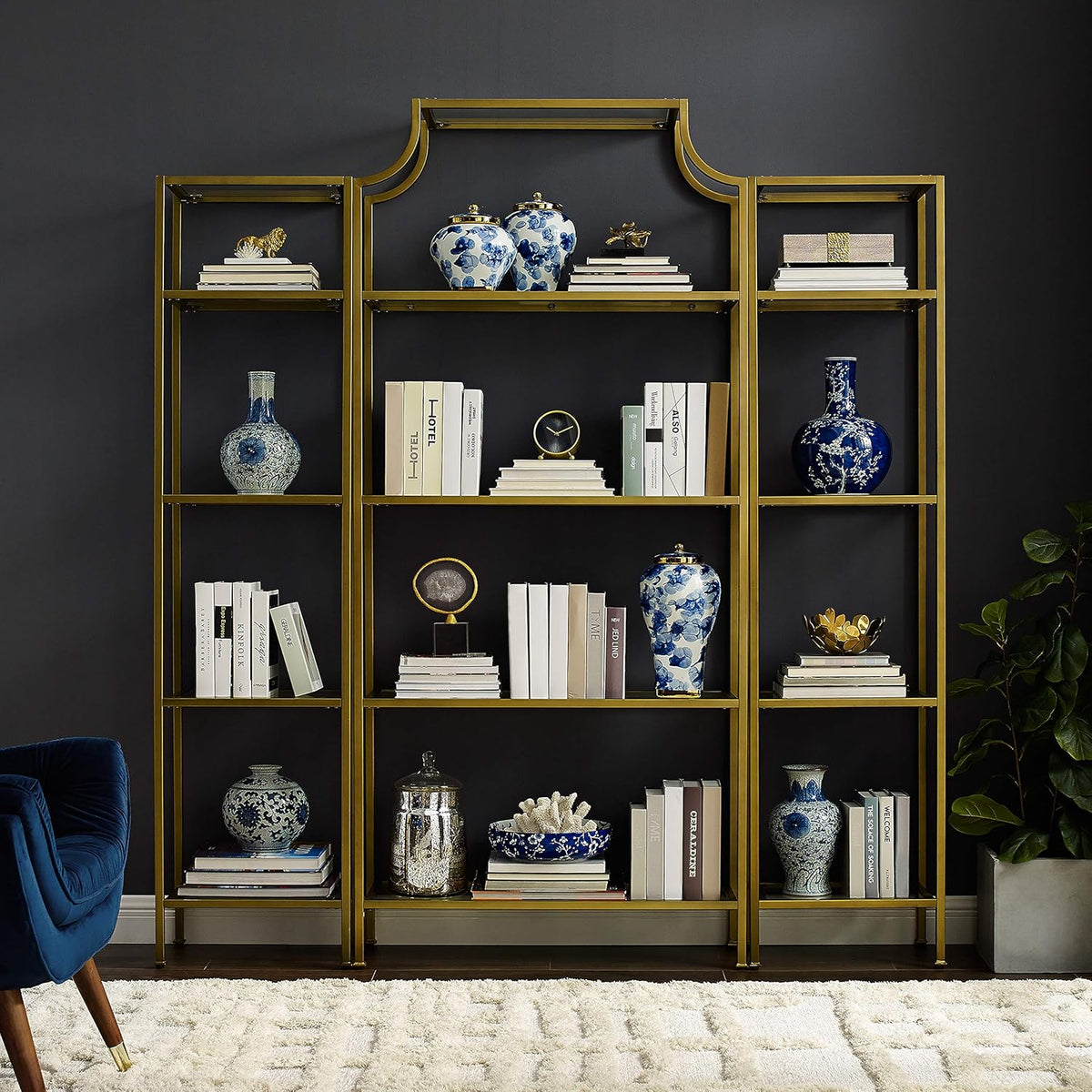 Gold and Glass Bookcase J8815