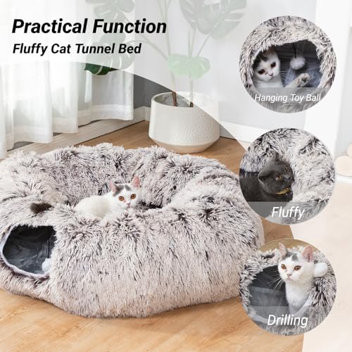 White Plush Collapsible Cat Dog Tunnel Bed G3142