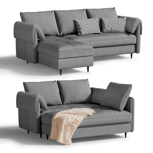 Small Beige L-Shaped Sectional Couch with Storage N7805