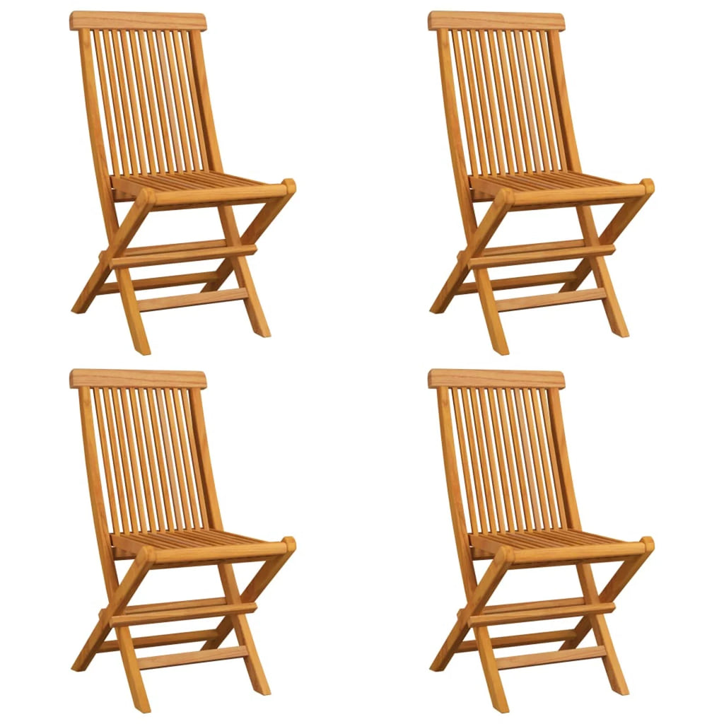 Set of 4 Wooden Foldable Outdoor Dining Chairs with Black Cushion Q721