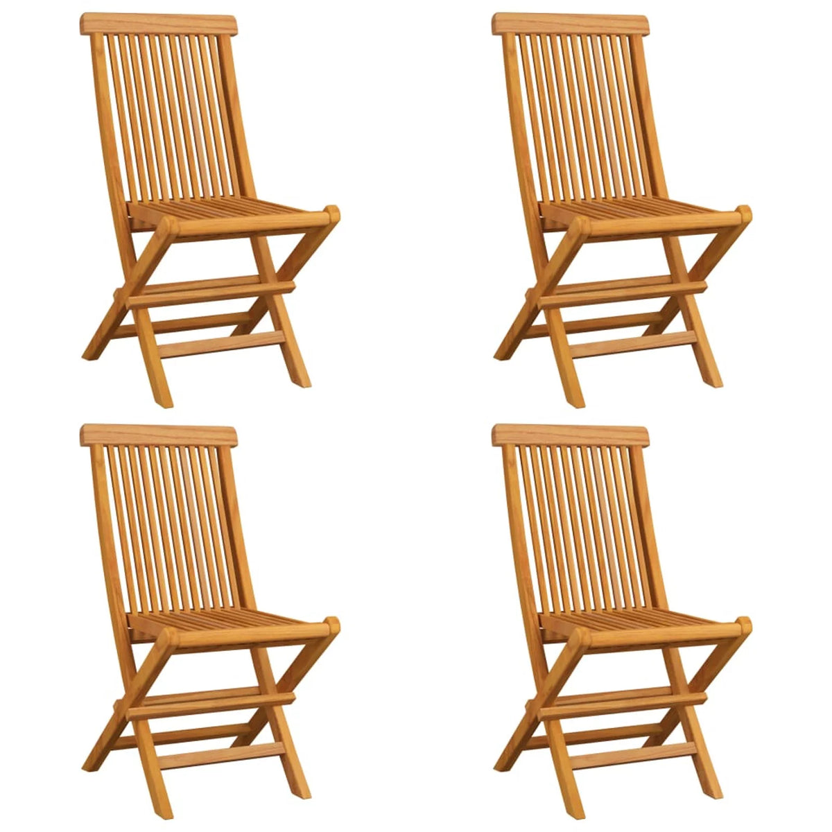 Set of 4 Wooden Foldable Outdoor Dining Chairs with Black Cushion Q721
