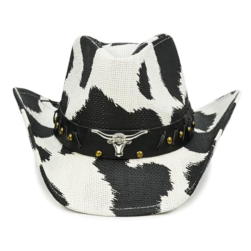 Cow Print Straw Cowboy Hat H727747