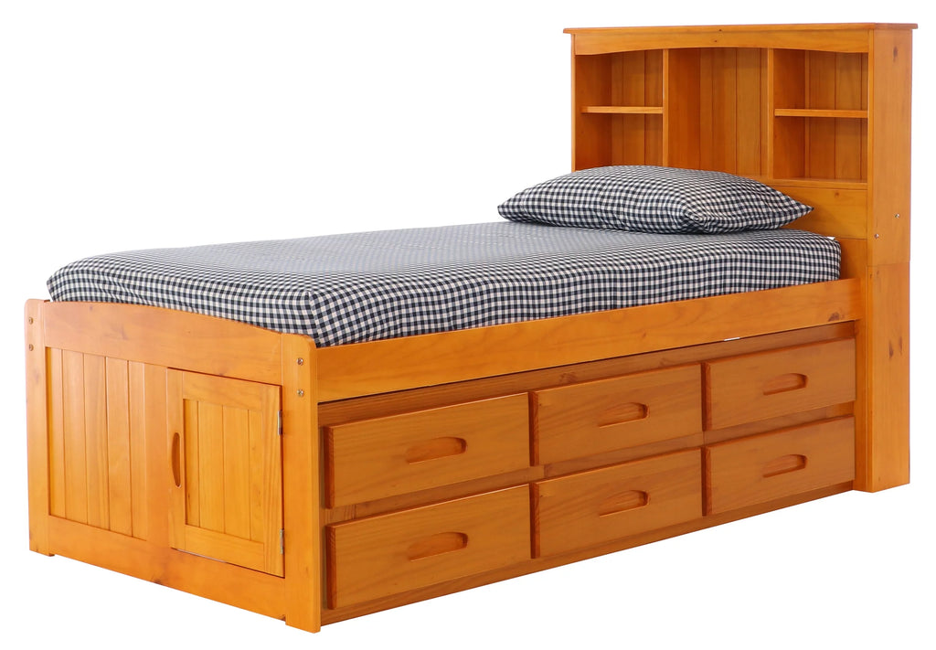 Twin Bookcase Bed with 12 Drawers W6335