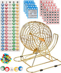 11” Red Bingo Cage with 50 Jumbo Reusable Cards, 18 Standard Bingo Cards, 150 Chips, Master Board, 75 Bingo Balls B7664