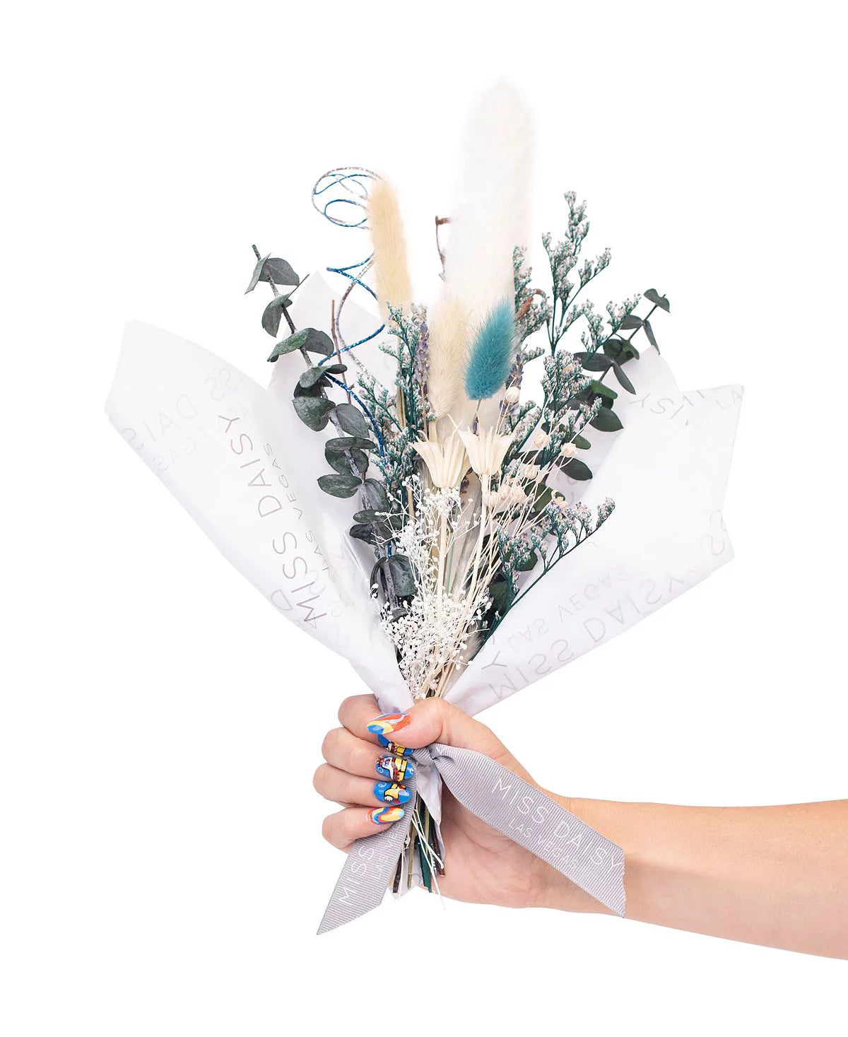 Dried Floral Bouquet White 12″ x 6″ A355060
