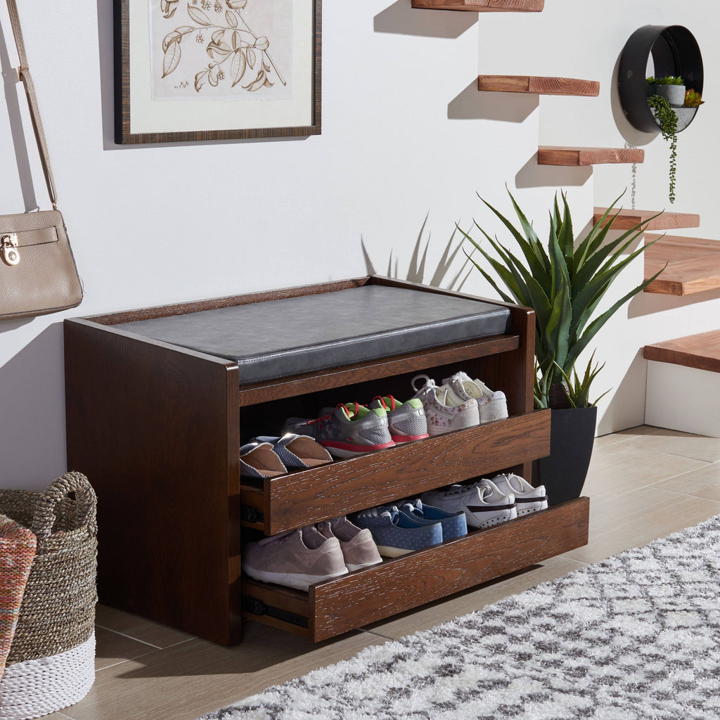 Grey/Walnut Storage Bench O2719