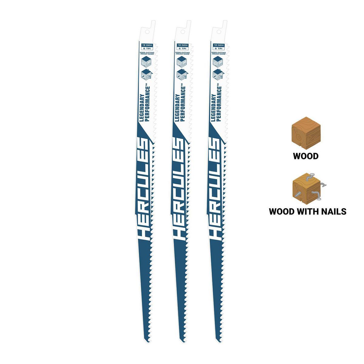 12 in. 6 TPI Wood-Cutting Reciprocating Saw Blades, 3-Pack V6378