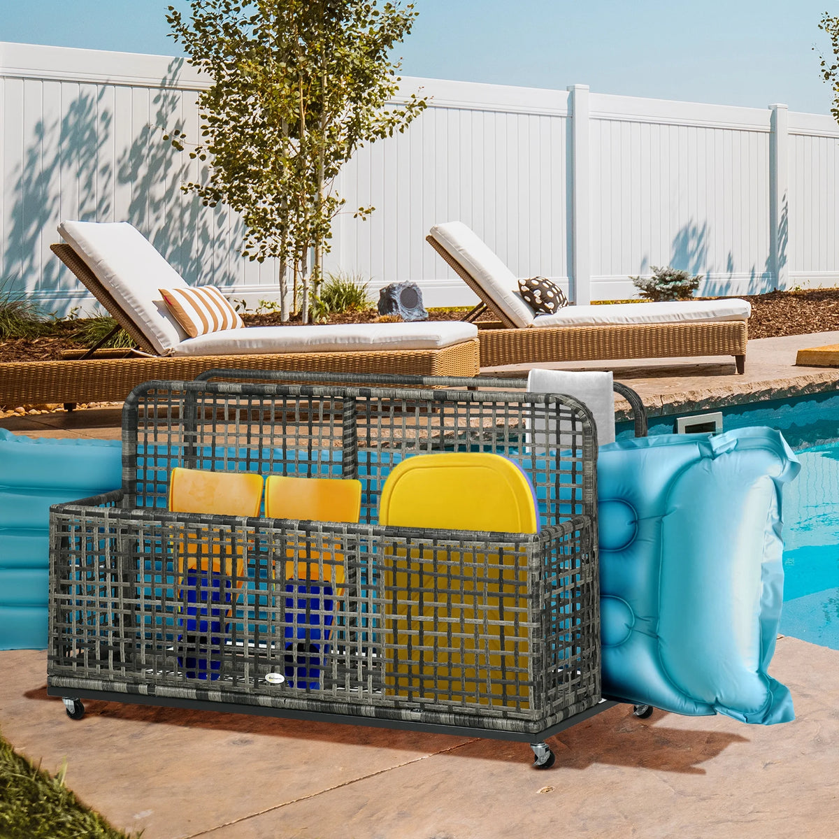 Dark Grey Pool Float Storage with Wheels D16486