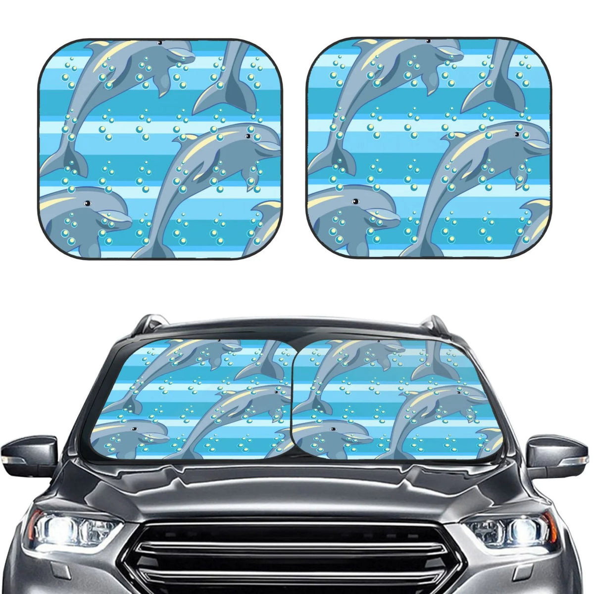 Dolphin Windshield Sun Shade 2-Piece Car Front Window Sunshade G316