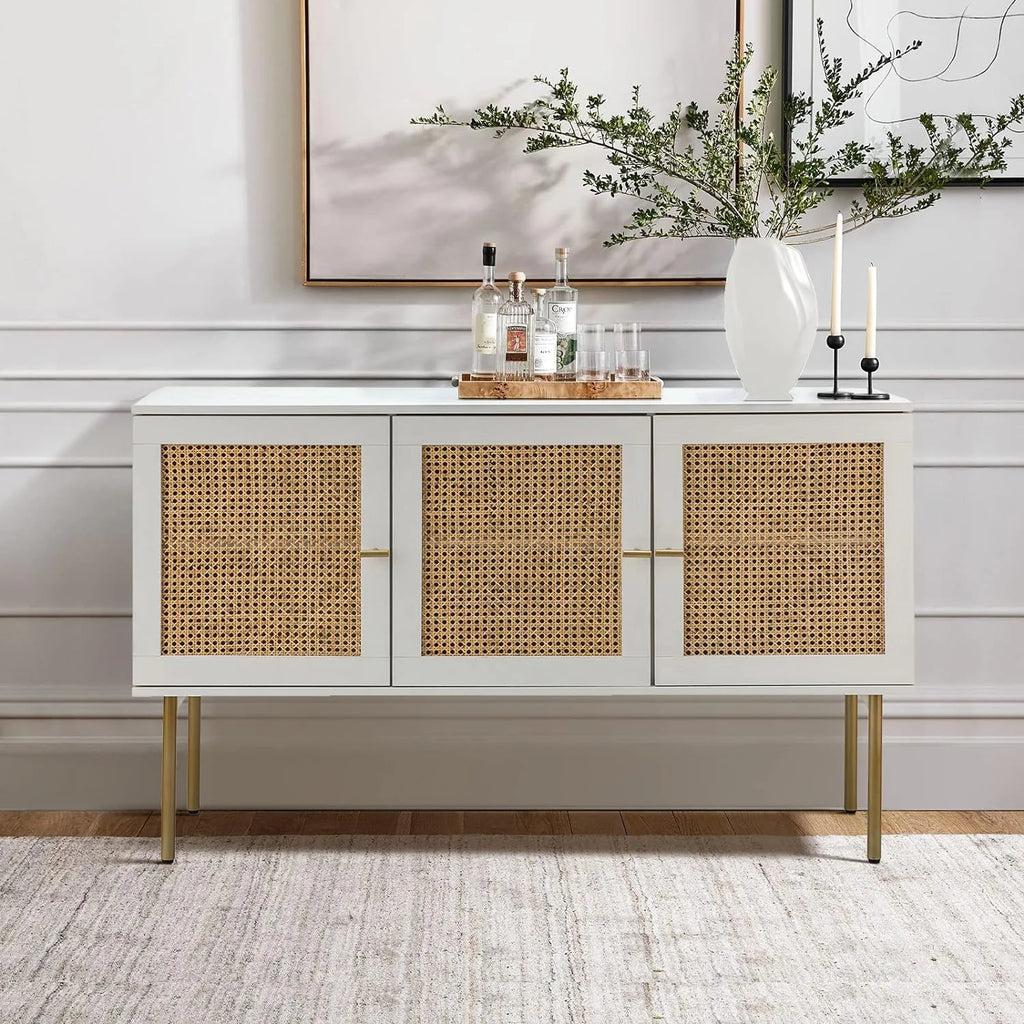 White 3 Door Sideboard Buffet Cabinet with Adjustable Shelves K185572