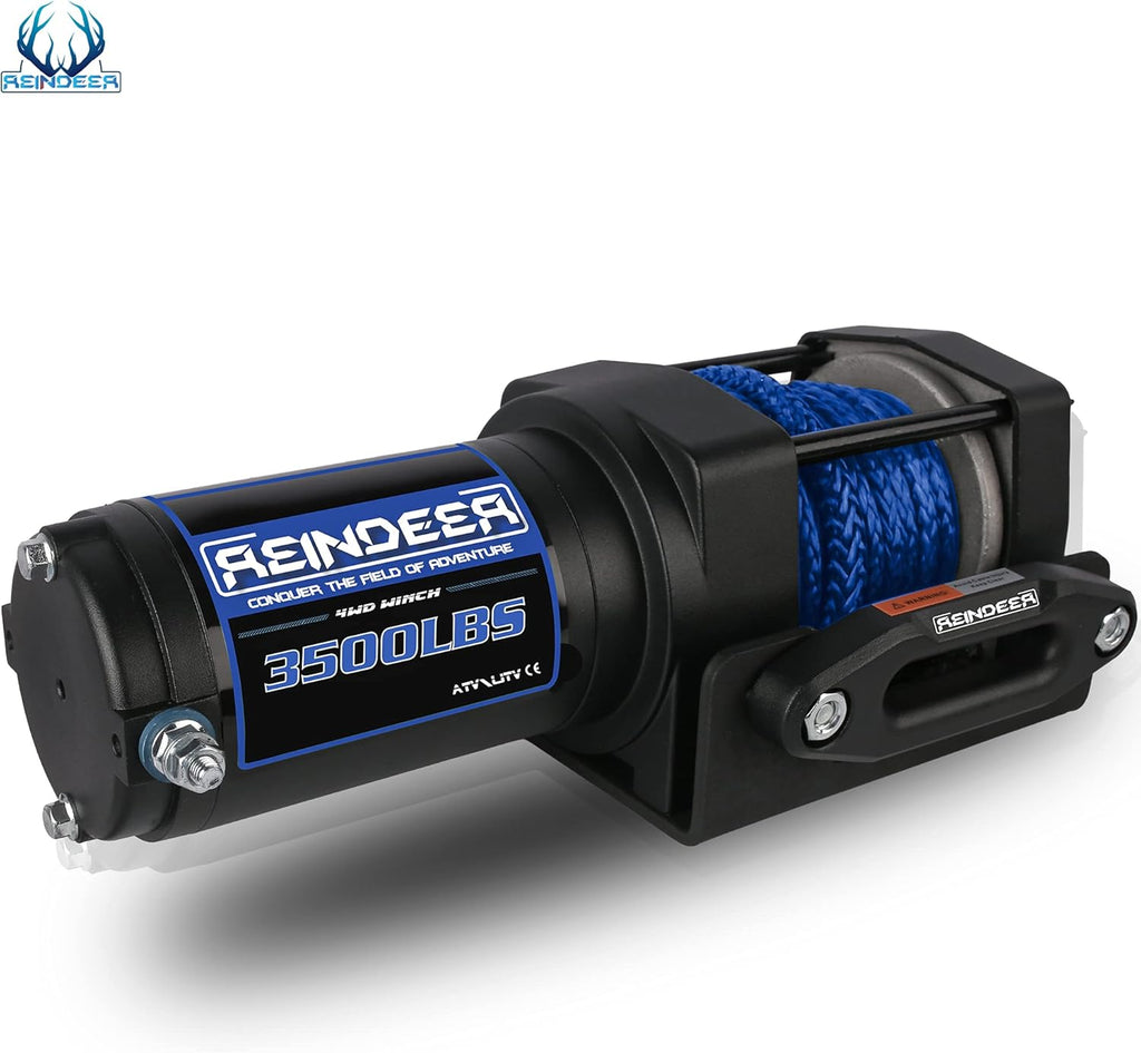12V 3500 lb Electric Winch Kit Synthetic Rope with Hawse Fairlead Waterproof IP67 Wireless Remotes G633005