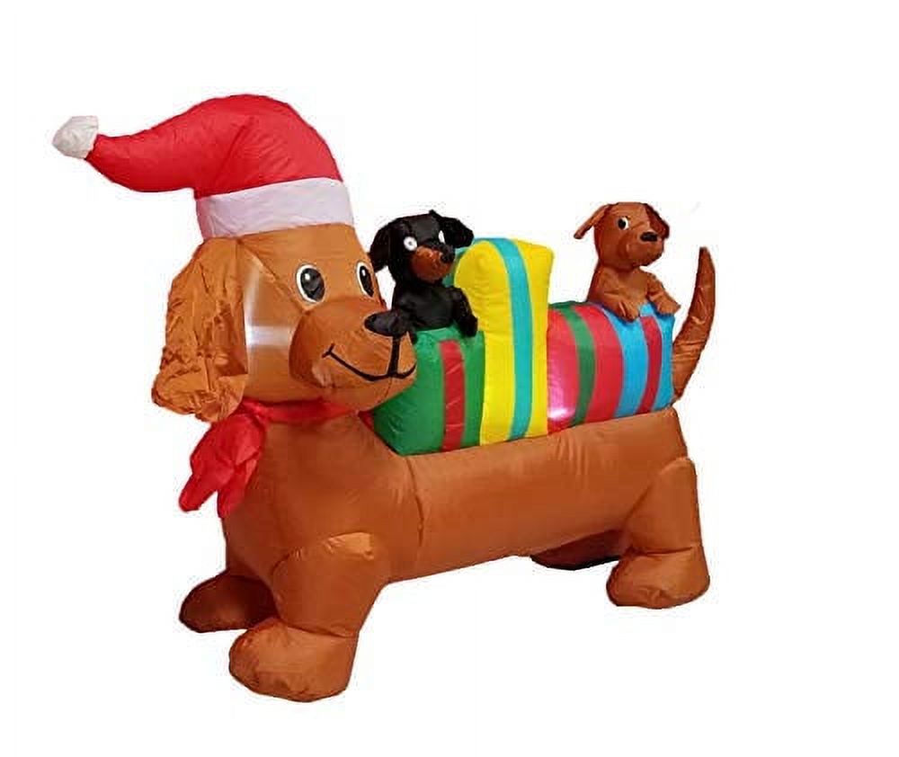 Lighted Christmas Inflatable Three Dogs Puppies with Multicolor Gift Boxes LED Lights Outdoor Lawn Decor H931810