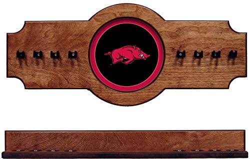2 PC Hanging Wall Pool Cue Stick Holder Rack - Pecan G977