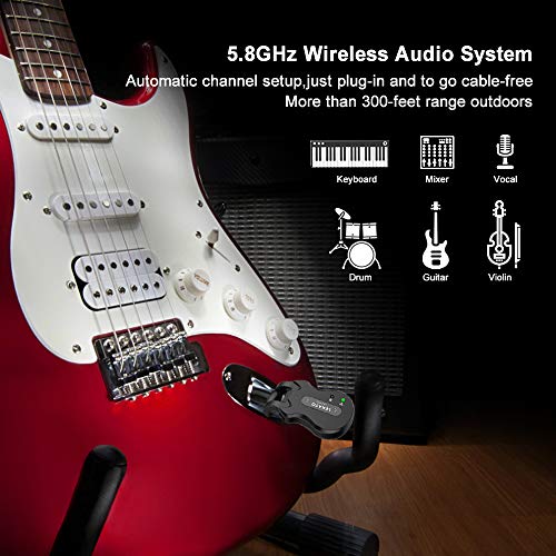 Black 5.8 Wireless Guitar Transmitter Receiver 4 Channels Q40351
