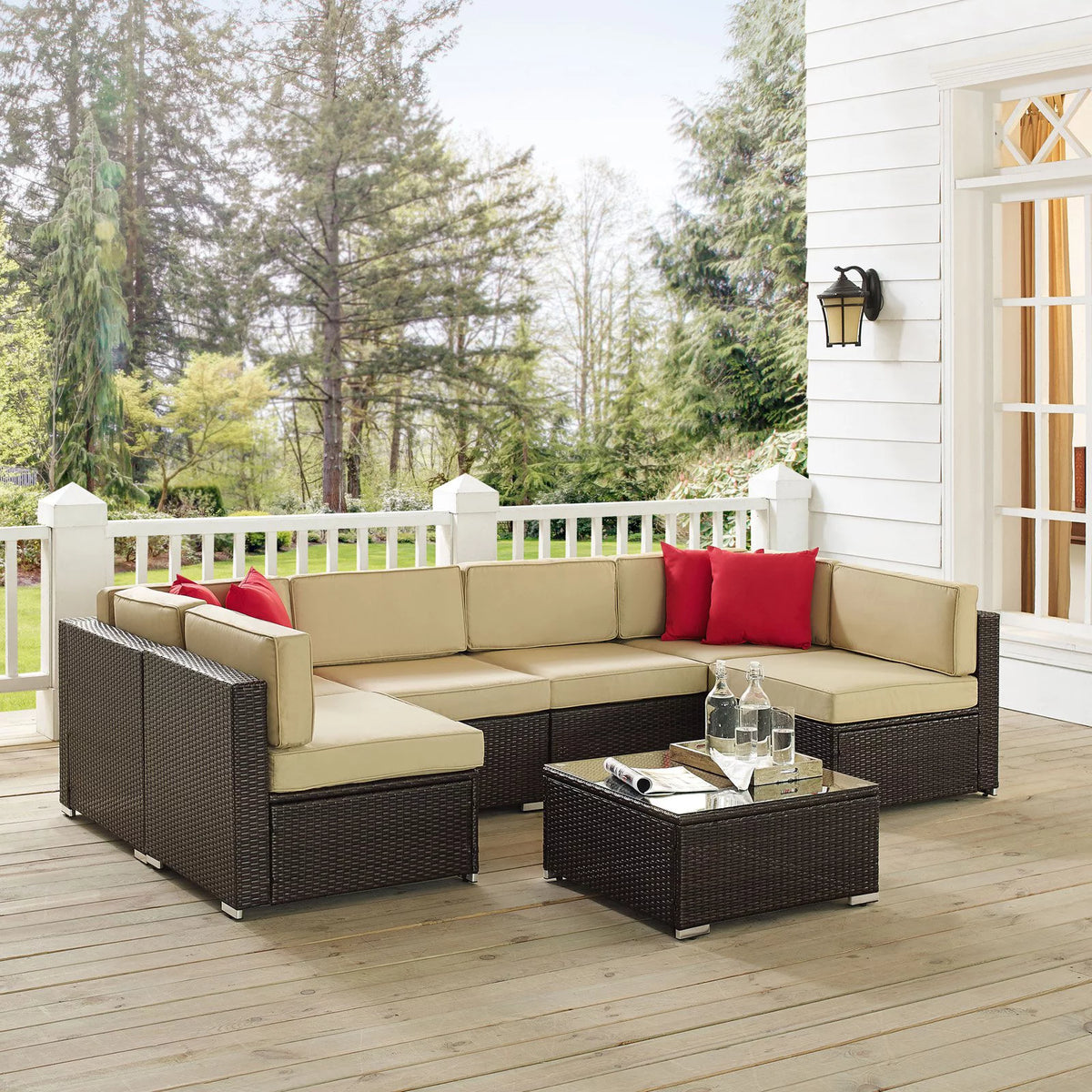 Brown 7 Piece Patio Sectional Set R350