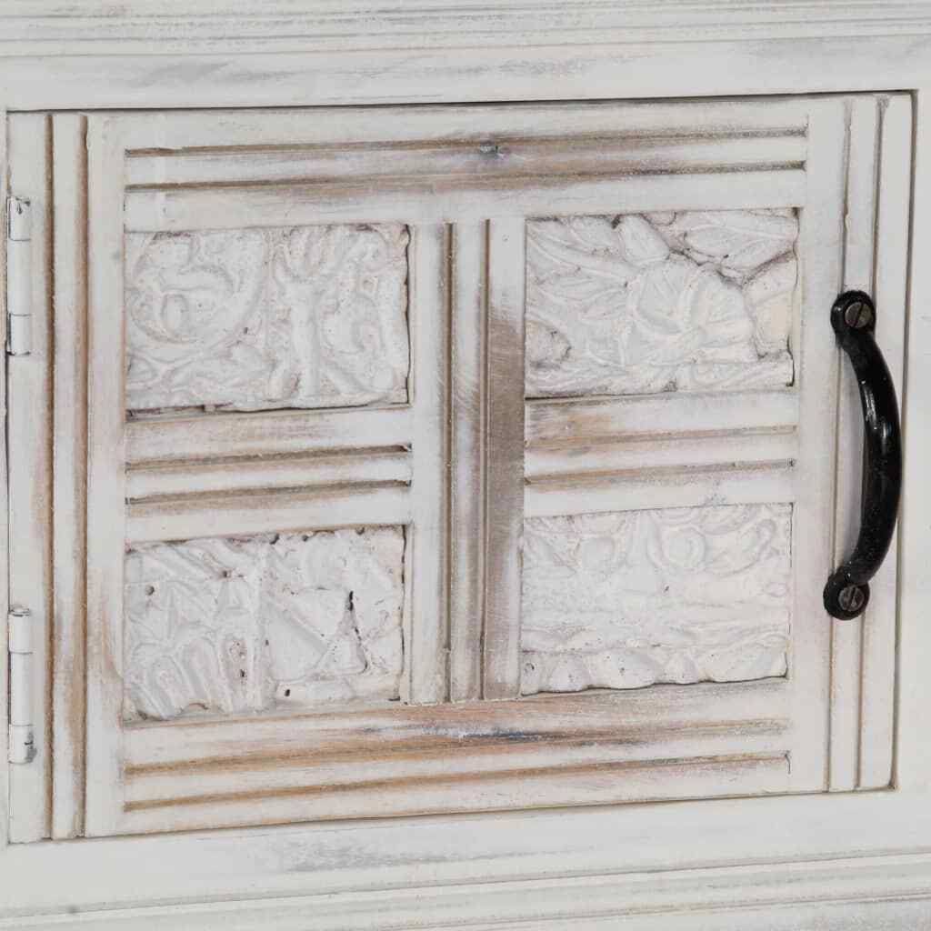 White Solid Mango Wood TV Cabinet Q582