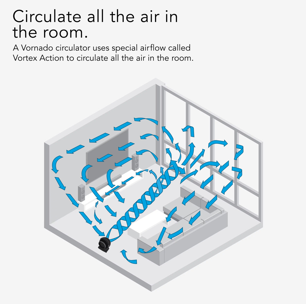 Black Whole Room Air Circulator Floor Fan I379