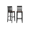 Black Wood Bar Stool with Slat Back and Walnut Seat (Set of 2) C1108