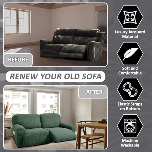 8-Piece Dark Grey Reclining Loveseat Sofa Cover X43075