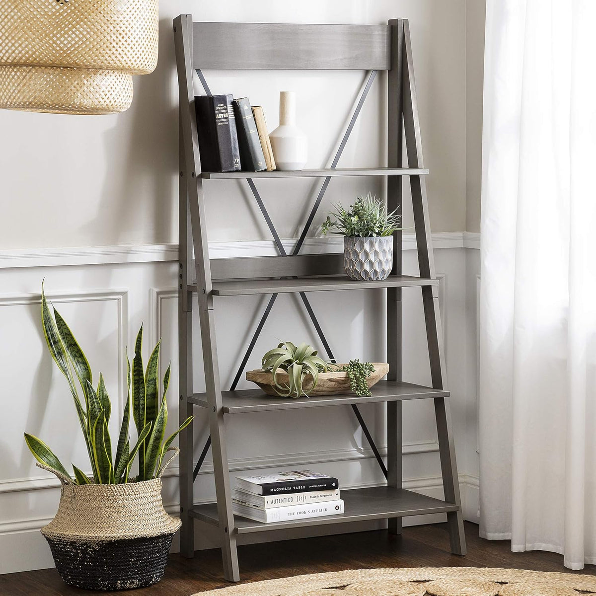 Brown 4 Shelves Wood Bookcase X41997