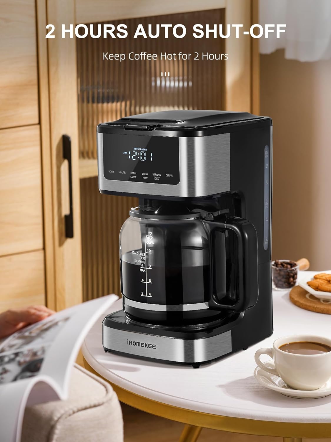 12 Cup Programmable Drip Coffee Maker with Iced Coffee Function O300495