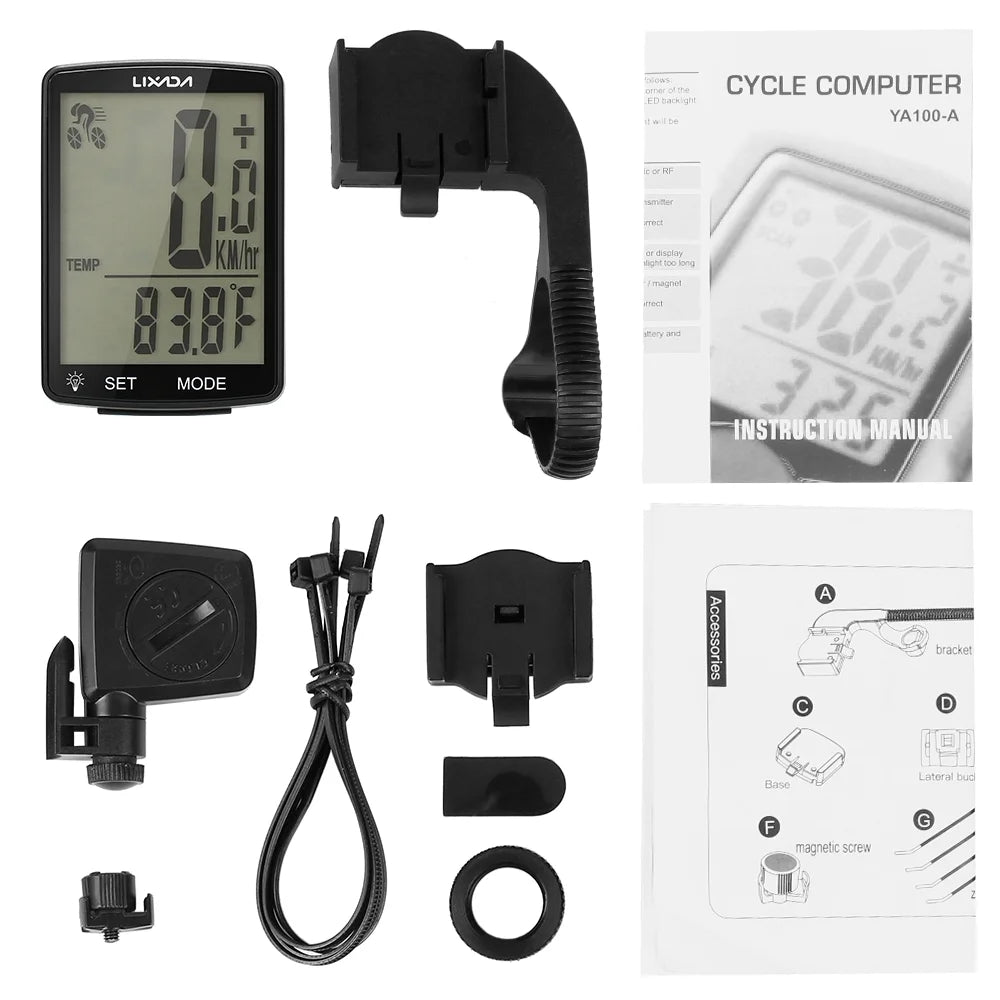 Wireless Bike Computer with LCD Screen Speedometer Odometer R91059