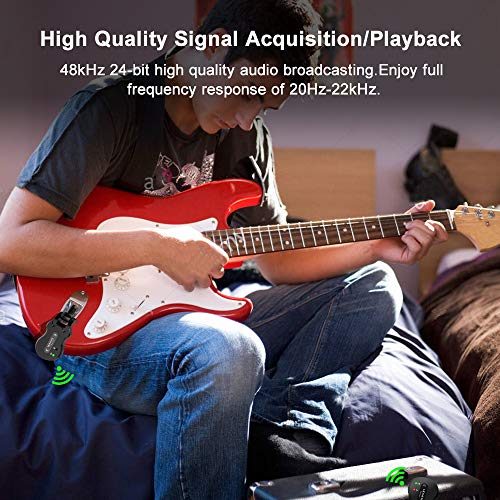 Black 5.8 Wireless Guitar Transmitter Receiver 4 Channels Q40351