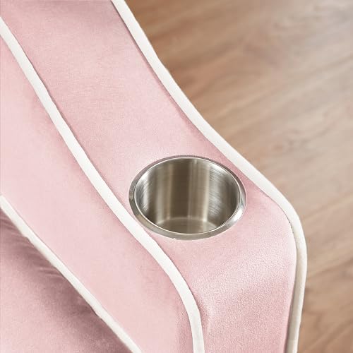 Pink Velvet Pull Out Sofa Bed N823439