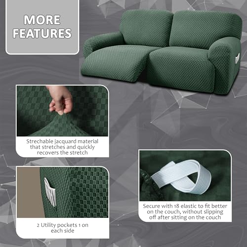 8-Piece Dark Grey Reclining Loveseat Sofa Cover X43075