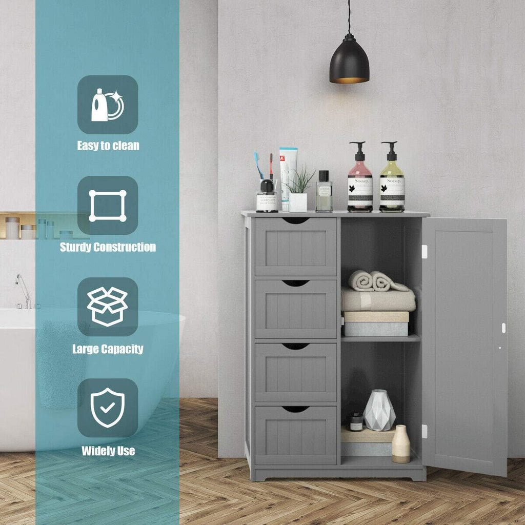 Grey Freestanding Bathroom Floor Cabinet with 4 Drawer A564214