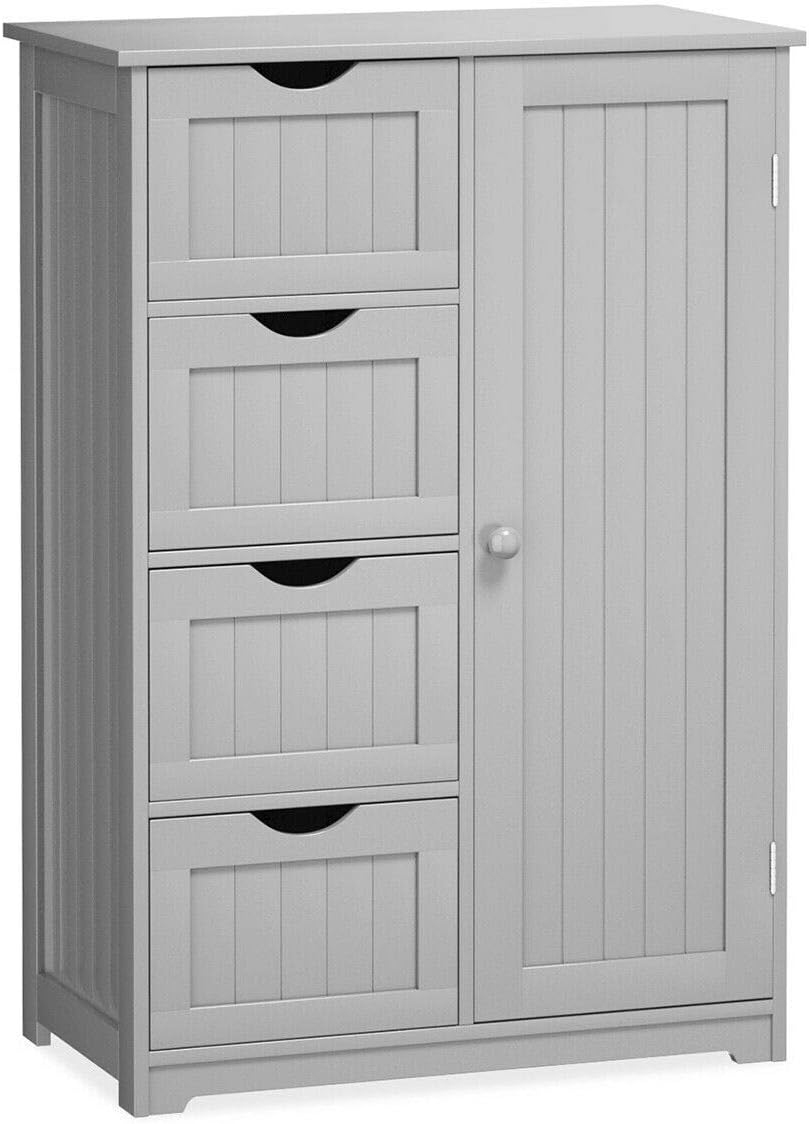 Grey Freestanding Bathroom Floor Cabinet with 4 Drawer A564214
