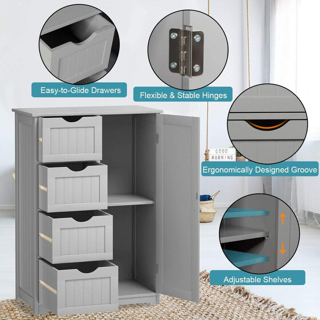 Grey Freestanding Bathroom Floor Cabinet with 4 Drawer A564214