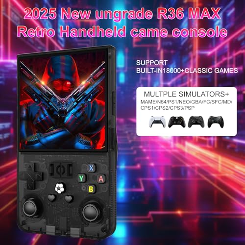Retro Handheld Game Console, 4-inch IPS Screen, 64GB TF Card, Black Z4685