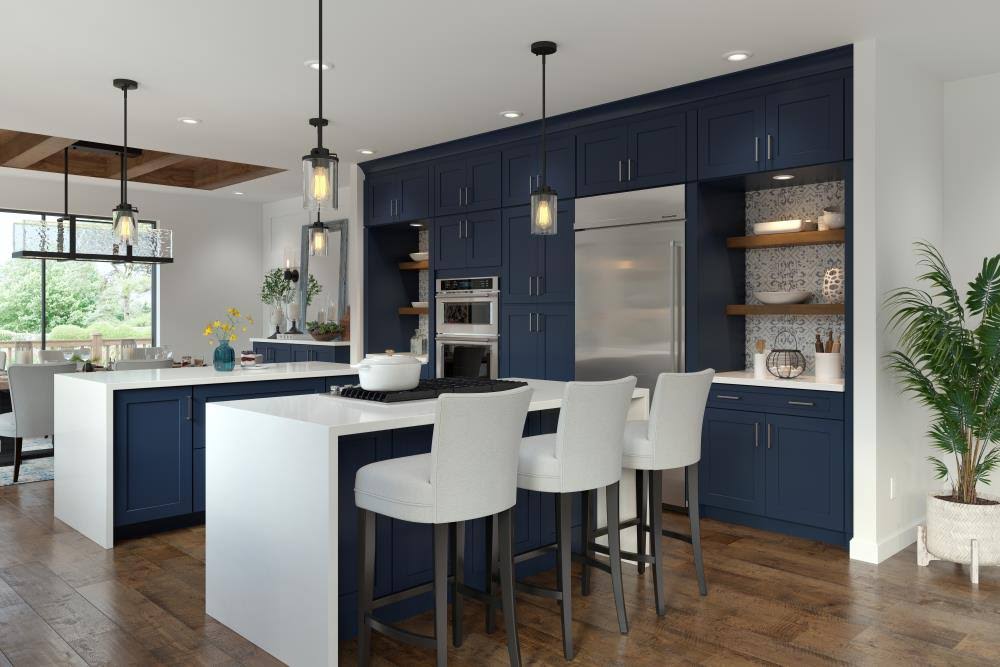 30-in Navy Square Door Wall Cabinet L837551