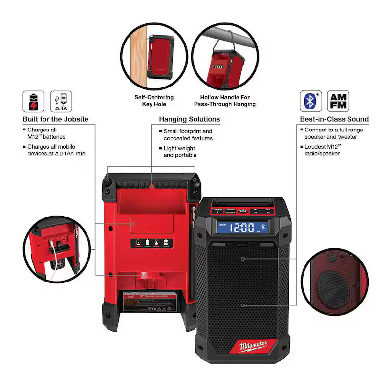 12V Lithium-Ion Brushless Cordless 3/8 in. Ratchet and Jobsite Radio with Two 3.0 Ah Batteries W465