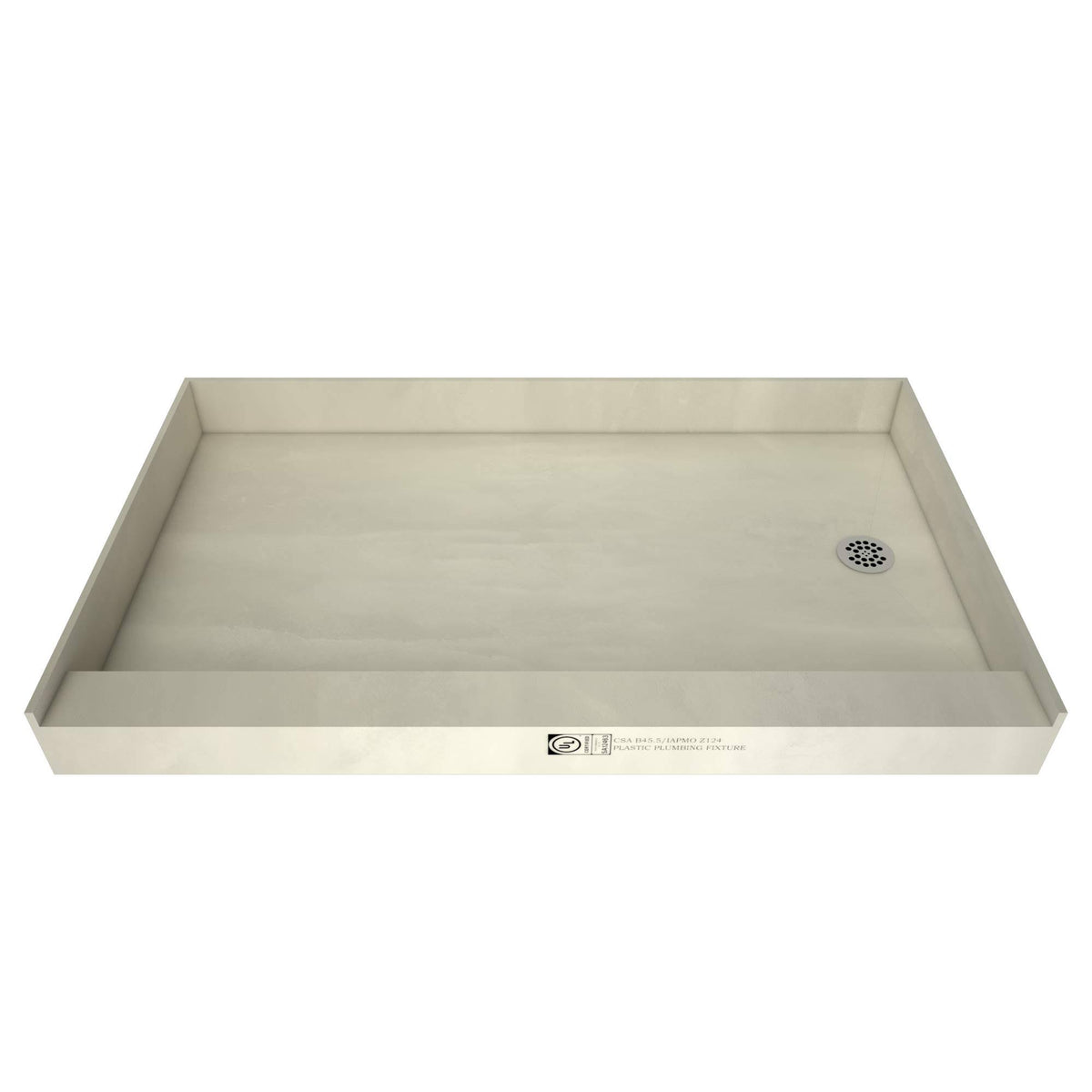 Single Curb Shower Pan with Right Drain C576961