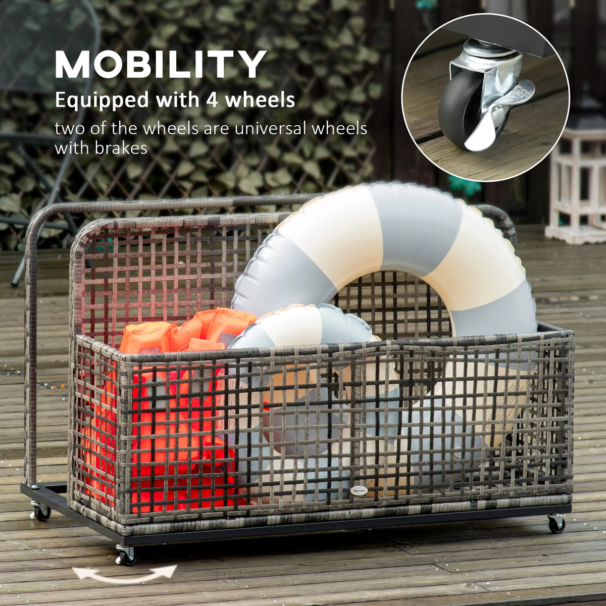 Dark Grey Pool Float Storage with Wheels D16486