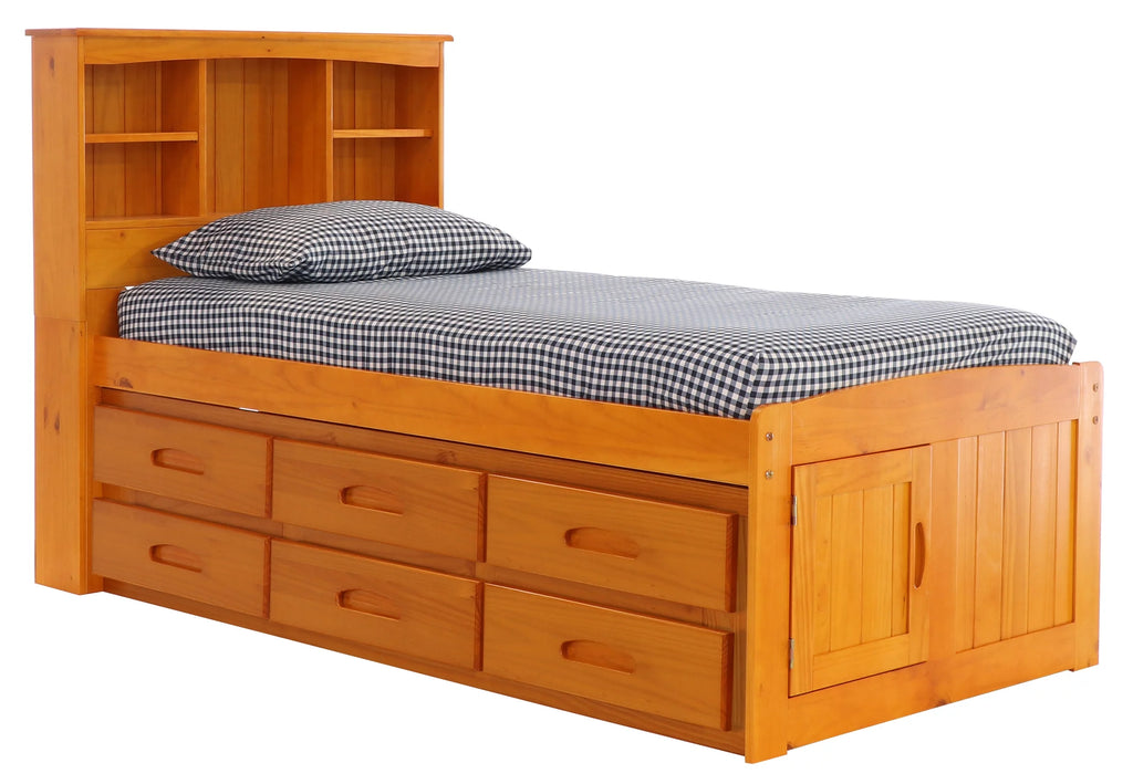 Twin Bookcase Bed with 12 Drawers W6335