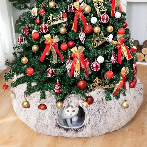 White Plush Collapsible Cat Dog Tunnel Bed G3142