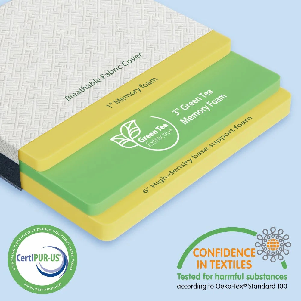 14 Inch Green Tea Memory Foam King Size Mattress Q45003
