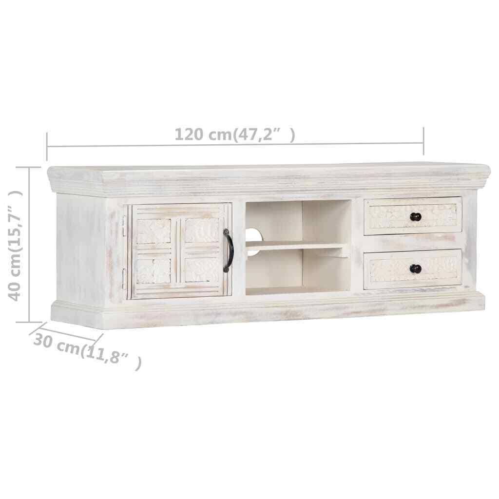 White Solid Mango Wood TV Cabinet Q582