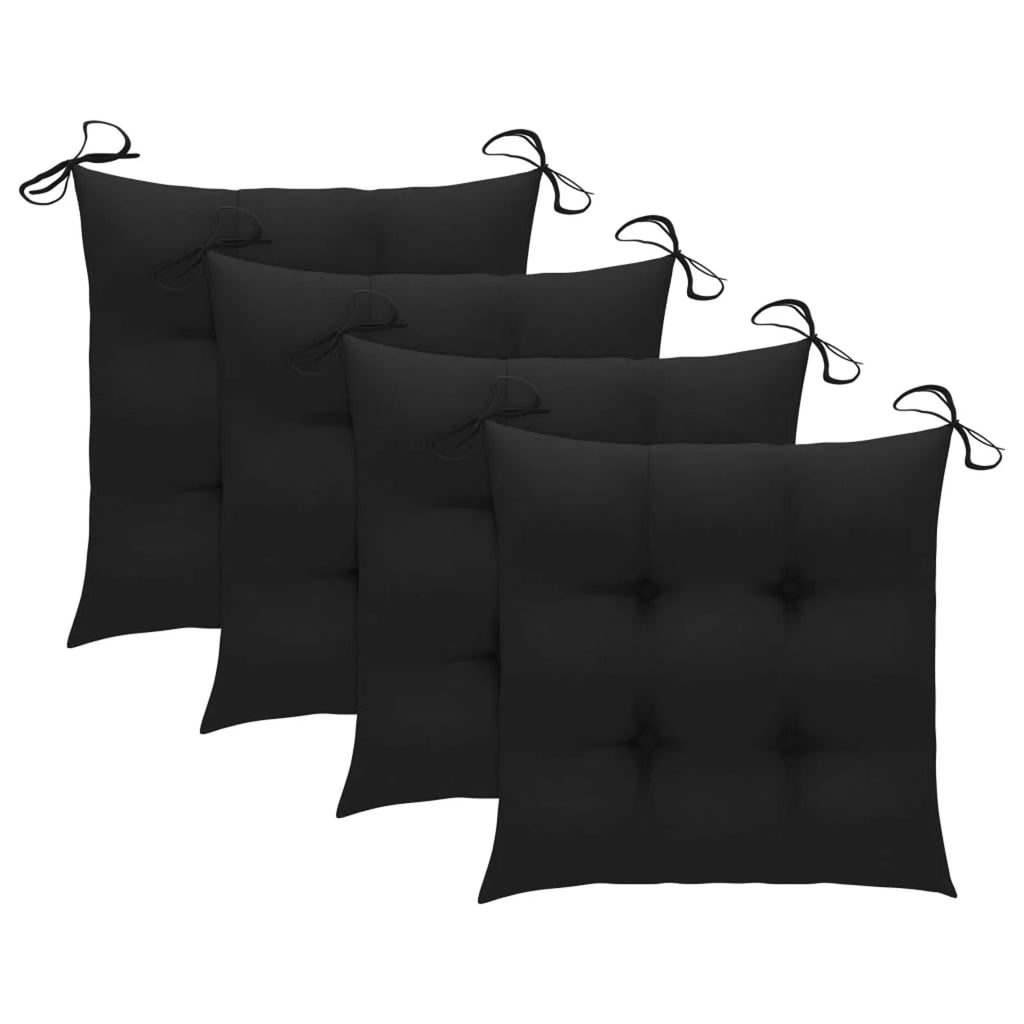 Set of 4 Wooden Foldable Outdoor Dining Chairs with Black Cushion Q721