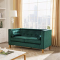 Green Loveseat with Solid Wood Legs R631