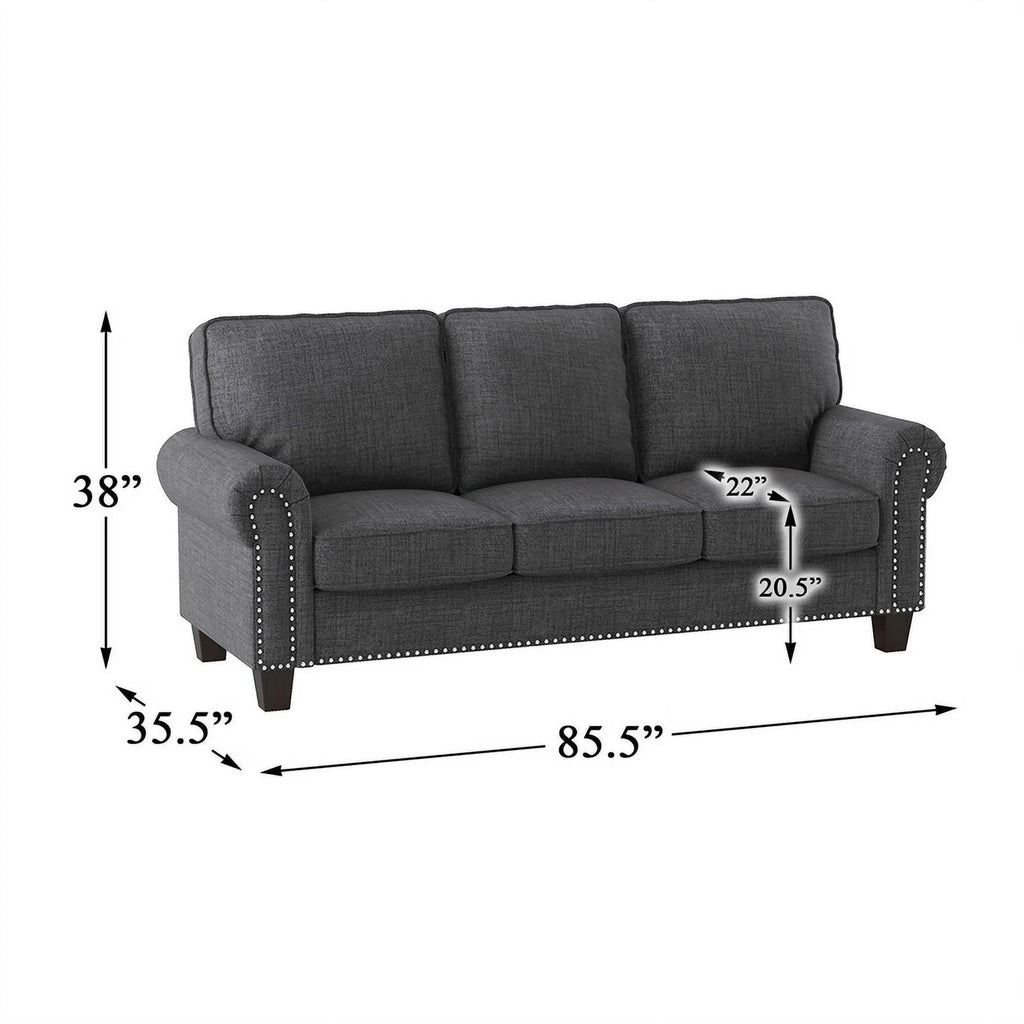 Dark Gray Microfiber Sofa P5534
