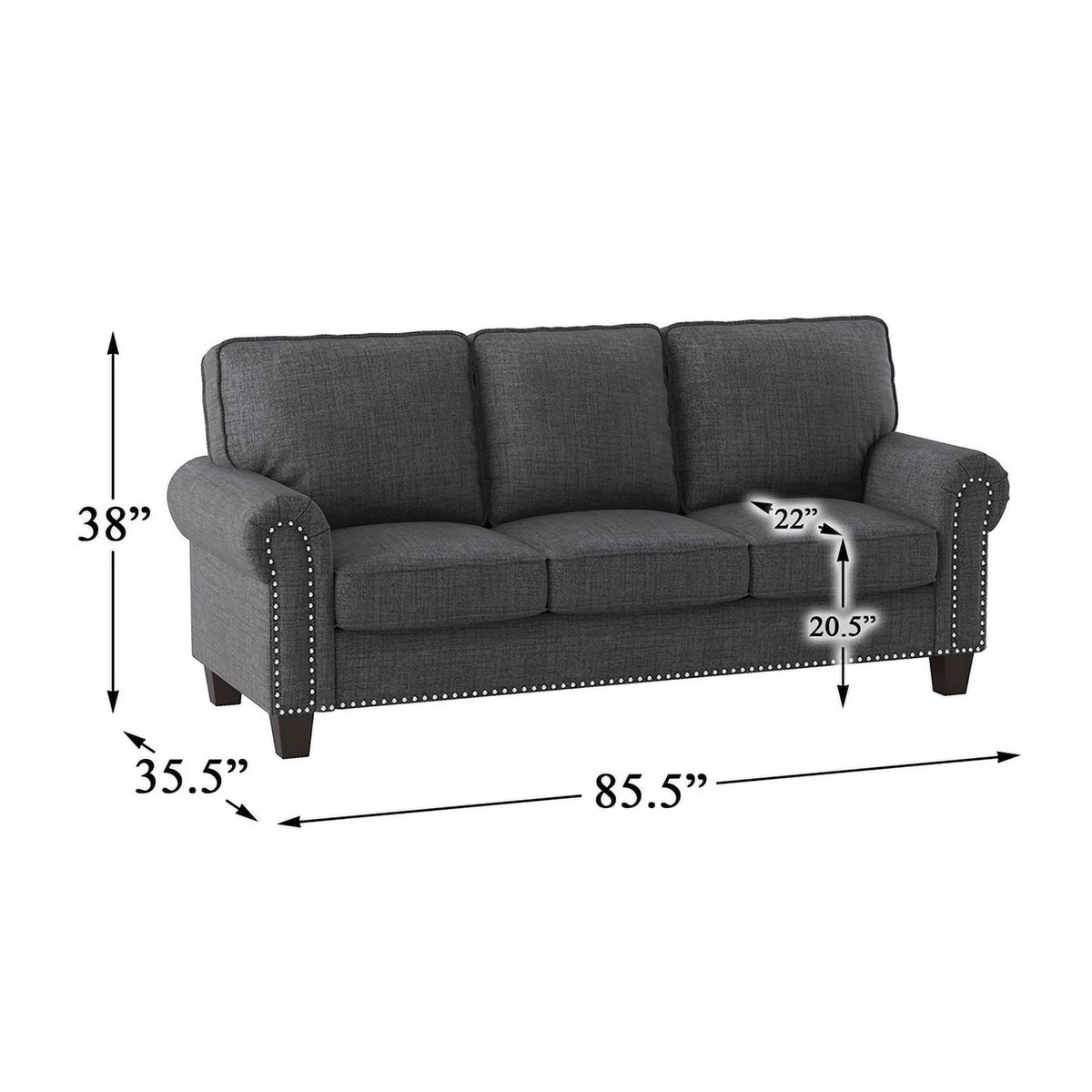 Dark Gray Microfiber Sofa P5534