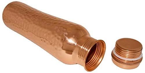 30 Ounce Hammered Copper Water Bottle with Screw-On Cap D1212