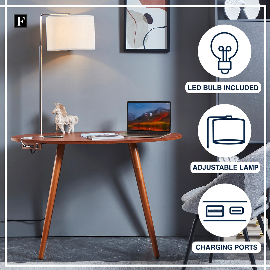 Oval Desk with USB-C Charging Station, 45.5", Walnut A95167